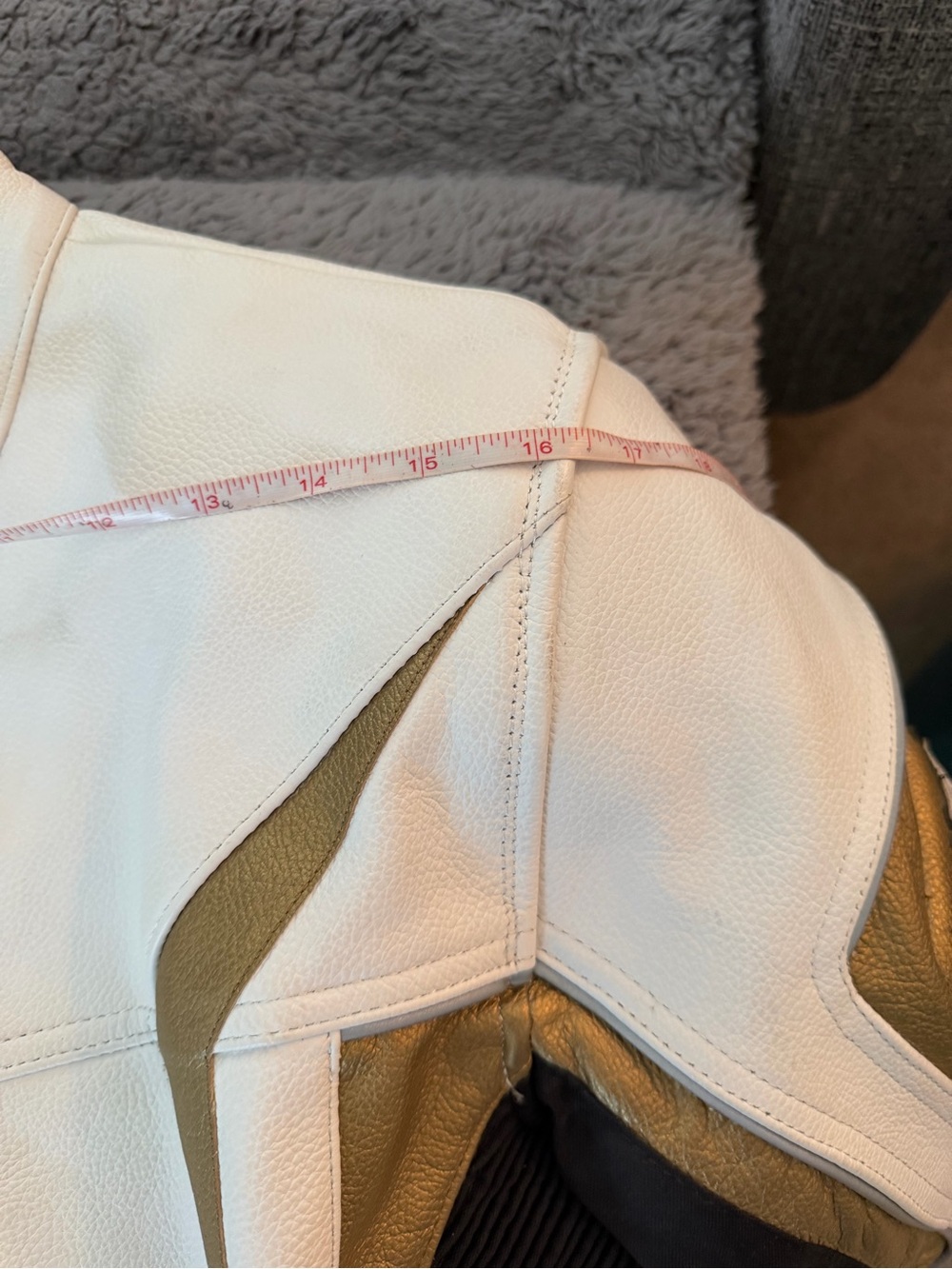 Women’s White & Gold Motorcycle Jacket - Picture 5 of 7